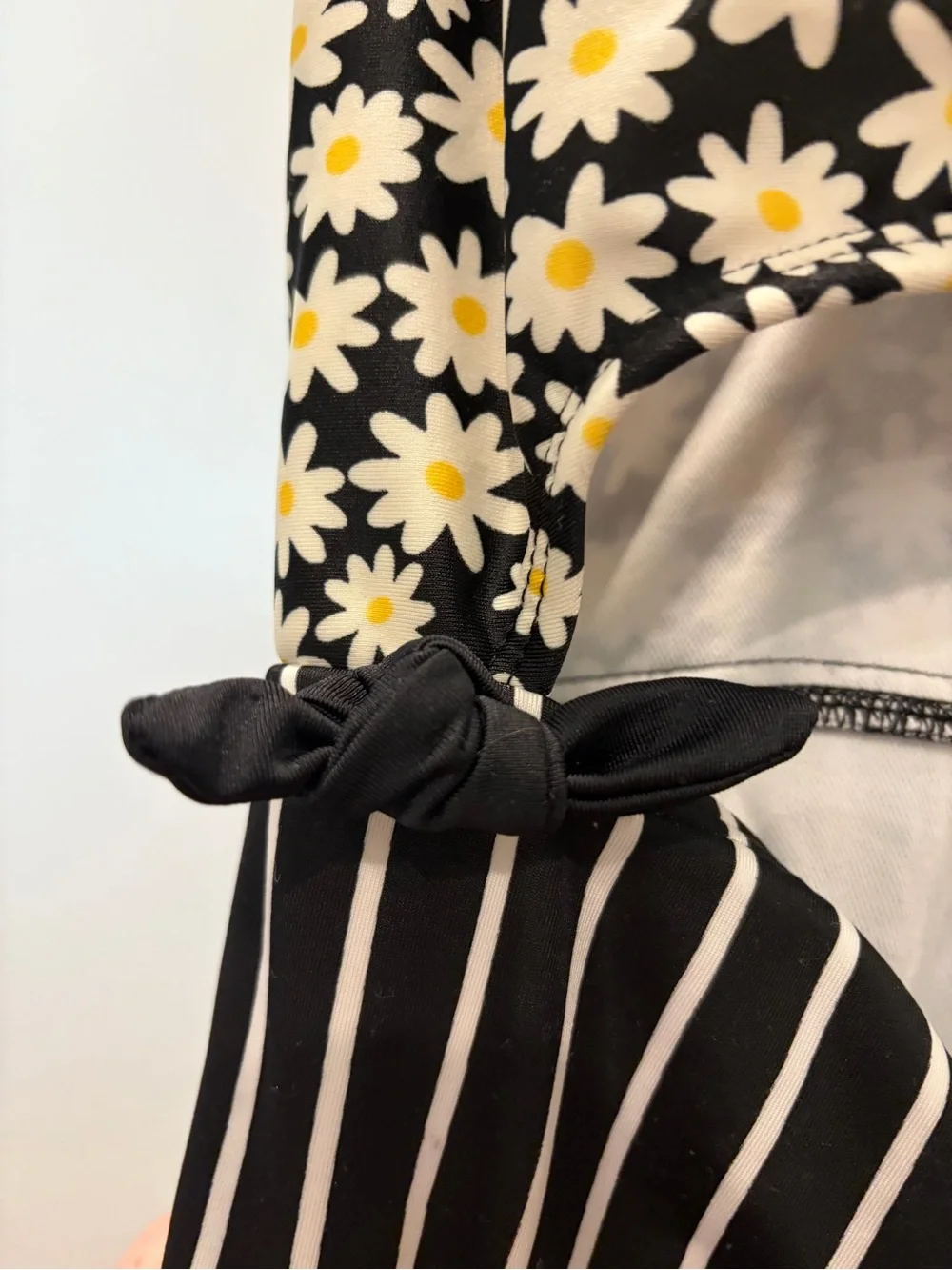 art class Black Daisy Print One-Piece with Yellow Centers